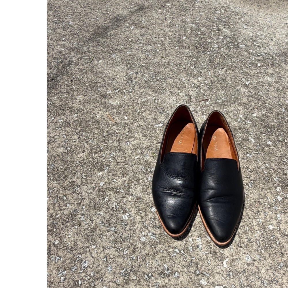 Patina Footwear Black Leather Pointed Toe Loafers Handmade Mexico Womens 9.5